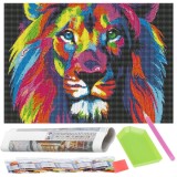 Set de broderie cu diamante 5D, 30x40cm, model Leu Household NewTrend