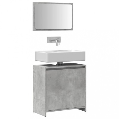 vidaXL Set mobilier de baie, 2 piese, gri beton, lemn compozit 856066 foto