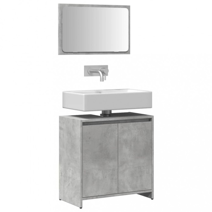 vidaXL Set mobilier de baie, 2 piese, gri beton, lemn compozit 856066