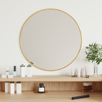vidaXL Oglindă de perete rotundă, auriu, &amp;Oslash; 50 cm 348181 foto