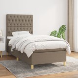 Pat box spring cu saltea, gri taupe, 100x200 cm, textil GartenMobel Dekor, vidaXL