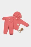 Cumpara ieftin Set hanorac cu gluga si pantaloni, Two thread, 100%bumbac organic - Rose, BabyCosy (Marime: 12-18 Luni)