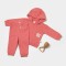 Set hanorac cu gluga si pantaloni, Two thread, 100%bumbac organic - Rose, BabyCosy (Marime: 3-6 Luni)