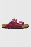 Birkenstock slapi de piele Arizona femei, culoarea roz