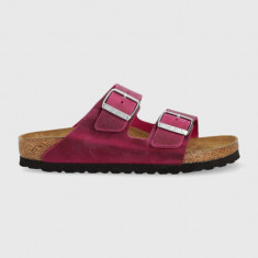 Birkenstock slapi de piele Arizona femei, culoarea roz