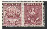 Australia 1950 Mi 207/08 pair MNH - 100 de ani de timbre, Nestampilat