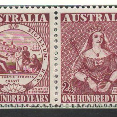 Australia 1950 Mi 207/08 pair MNH - 100 de ani de timbre