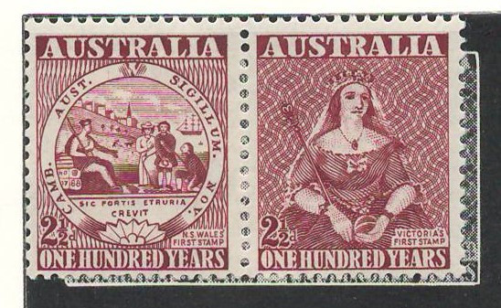 Australia 1950 Mi 207/08 pair MNH - 100 de ani de timbre