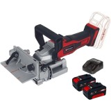 Einhell TE-BJ 18 Li PXC + Twinpack + 4514095 - Masina de frezat nuturi 20 mm + Set 2 acumulatori si incarcator Li-Ion 18 V 4 Ah