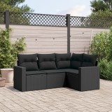 vidaXL Set mobilier de grădină cu perne, 4 piese, negru, poliratan 3218895