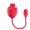 Vibrator Rose Lilium 3 Red, Dublu, 9 Vibratii+Rotatii, Silicon, USB, 33.5cm, Sex Shop