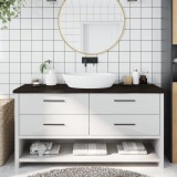 vidaXL Blat de baie, maro &icirc;nchis, 160x50x(2-4) cm, lemn masiv tratat