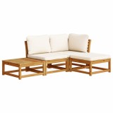 Set mobilier de gradina cu perne, 4 piese, lemn masiv de acacia