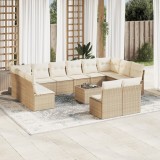 Gossi set canapele de gradina, 13 piese, cu perne, bej, poliratan