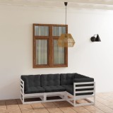 vidaXL Set mobilier de grădină cu perne, 4 piese, lemn masiv de pin 3076595