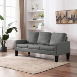 vidaXL Canapea cu 3 locuri, gri, piele ecologică 288761