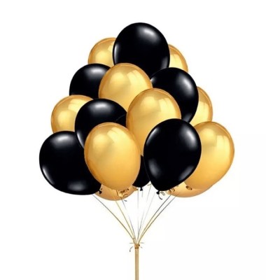 Set 10 baloane latex, Auriu/Negru, 30cm, Ropet foto