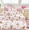 Lenjerie pat single,bumbac finet,4 piese,cearceaf normal,roz,ursuleti-A1054, Jojo Home