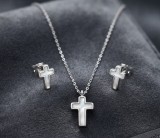 Cumpara ieftin Set Bijuterii din Argint 925 , zPure Faith, - LantiE or Reglabil E i Cercei cu Insertie Sidef