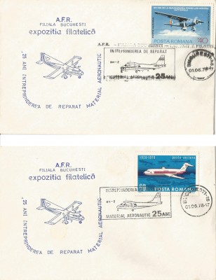 25 ani &amp;Icirc;ntreprinderea de Reparat Material Aeronautic, plicuri, Bucureşti, 1976 foto