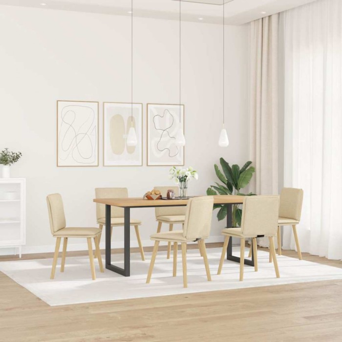 vidaXL Scaune de sufragerie, 6 buc., crem, țesătură