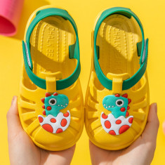 Papuci galbeni tip sandaluta din cauciuc pentru copii - Dino baby (Marime