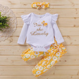 Compleu alb cu galben - Isn&#039;t she lovely (Marime Disponibila: 9-12 luni, Superbaby