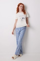 women&#039;secret tricou de pijama din bumbac femei, culoarea bej, bumbac, 3279684