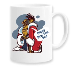 Cana alba personalizata Happy New Year Bro, INOVATIX&reg;. 330ml