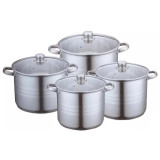 Set oale inox cu capace 8 piese 3 straturi Kitchen Pro, manere practice ce nu se incalzesc