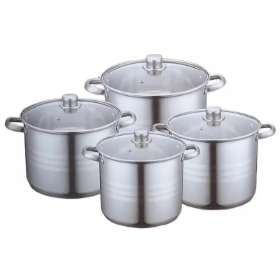 Set oale inox cu capace 8 piese 3 straturi Kitchen Pro, manere practice ce nu se incalzesc foto