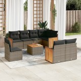 vidaXL Set canapele de grădină, 9 piese, cu perne, gri, poliratan 3260254