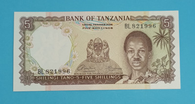 Tanzania 5 Shillings 1966 &amp;#039;Primul Pick&amp;#039; UNC serie: BL821996 foto