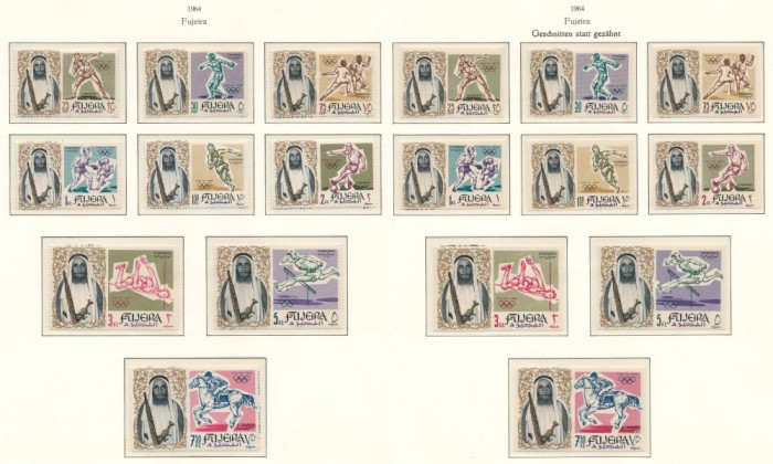 Fujeira 1964 Mi 19/27 A+B MNH - JO Vara, Tokyo