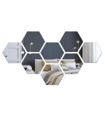 Set 8 Oglinzi Acrilice Autoadezive Luxer, Model Hexagon,18.5x16x9.3 cm, Silver