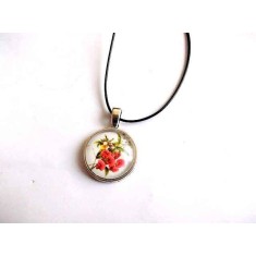 Pandantiv cu model floral, pandantiv cu flori rosii 32441