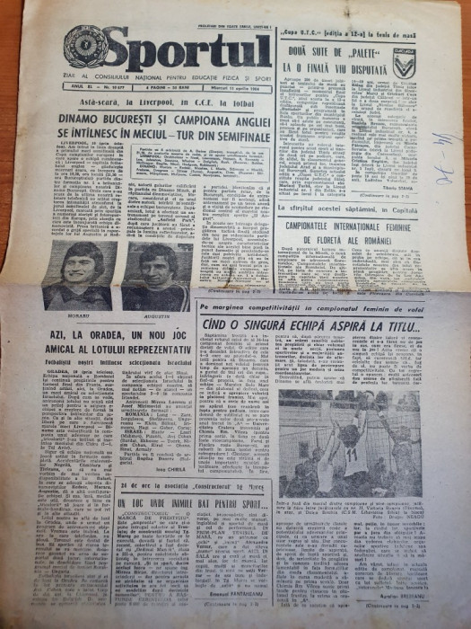 sportul 11 aprilie 1984-dinamo-liverpool in semifinala CCE la fotbal