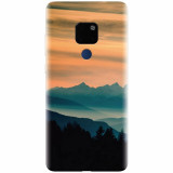 Husa silicon pentru Huawei Mate 20, Blue Mountains Orange Clouds Sunset Landscape