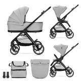 Carucior set 2 in 1, Lorelli Venice, cos landou individual, cadru din aluminiu, sezut reversibil, pana la 22 Kg, Grey
