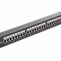 Patch panel 19" 24 porturi Cat.6 FTP Negru, Delock 43295