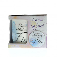 Cana si magnet cadou pentru fiu