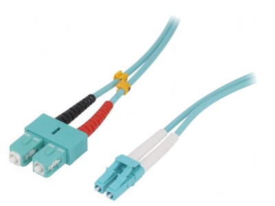 Patch Cord Fibră OM3 LC/UPC-SC/UPC 0,5m Turcoaz LSZH foto