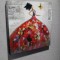 Superb tablou culori vibrante efect 3D- FEMEIE CU ROCHIE FLUTURI - panza canvas