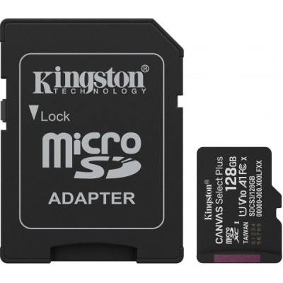 Card Memorie microSDXC Kingston Canvas Select Plus Android A1, 128Gb, Clasa 10 / UHS-1 U1, Cu Adaptor SDCS3/128GB foto