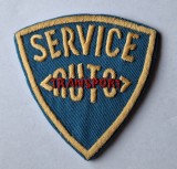 Service AUTO TRANSPORT - ecuson din maretial textil, vechi din anii 1970