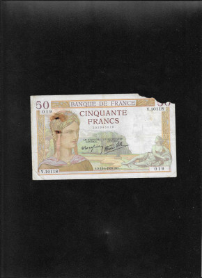 Franta 50 francs franci 1939 seria252945019 uzata foto