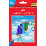 Creioane Colorate Faber-Castell Eco, 36 Buc/Set, Forma Triunghiulara, Ascutitoare Inclusa, Culori Asortate, Creion de Colorat, Creioane Colorate Faber