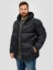 Geaca matlasata barbati big size cu gluga, Negru, 2XL, 3XL