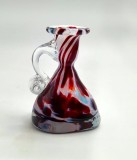 vtg burgundy și alb Vaza STICLA suflata manual semnata datata 2001 _ 125 mm