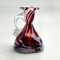 vtg burgundy și alb Vaza STICLA suflata manual semnata datata 2001 _ 125 mm